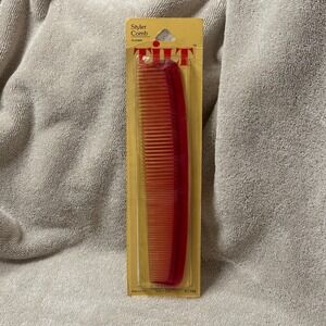 Vintage Tilt Styler Comb Acetate Red Hair‎ Styling Tool New in Package 8"